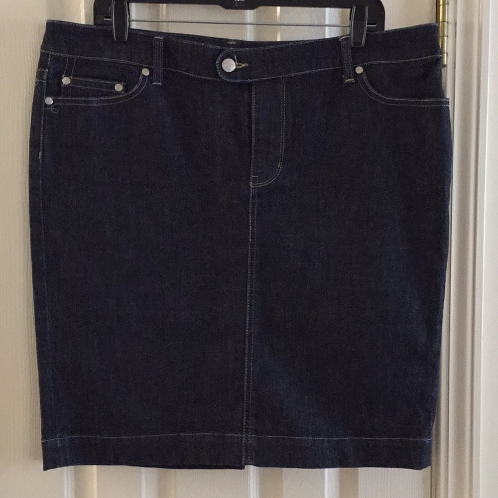 Noir (WHBM) Dark Denim A-line Mini Skirt